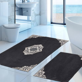 Mijölnir Juego de alfombrillas de baño de 2 piezas, Plateado